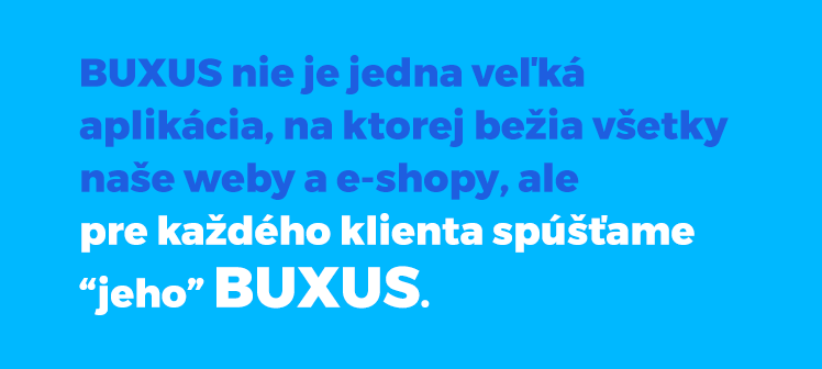 Textová grafika s nápisem o BUXUS systému pro klienty.