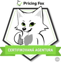 Logo certifikované agentury Pricing Fox s obrázkem usmívající se lišky s palcem nahoru.