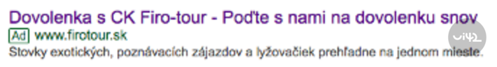 Reklama Google Ads na dovolenou s CK Firo-tour