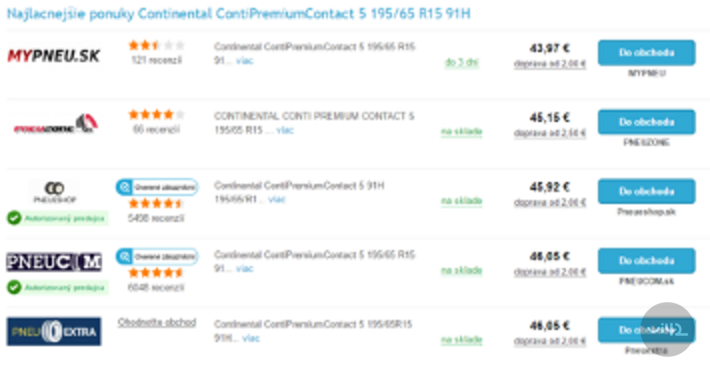 Porovnání cen pneumatik Continental ContiPremiumContact 5