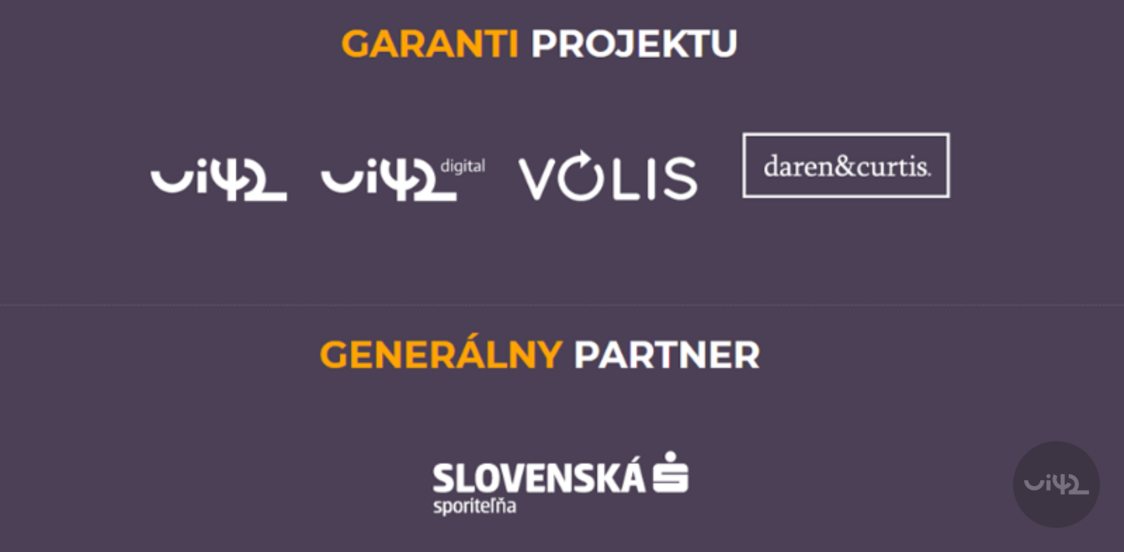 Loga garantů projektu a generálního partnera konference MastersGate: UI42, UI42 digital, Volis, daren&curtis, Slovenská spořitelna.
