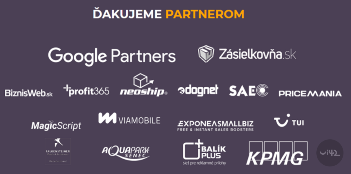 Loga partnerů konference MastersGate, včetně Google Partners, Zásilkovna.cz a dalších firem.