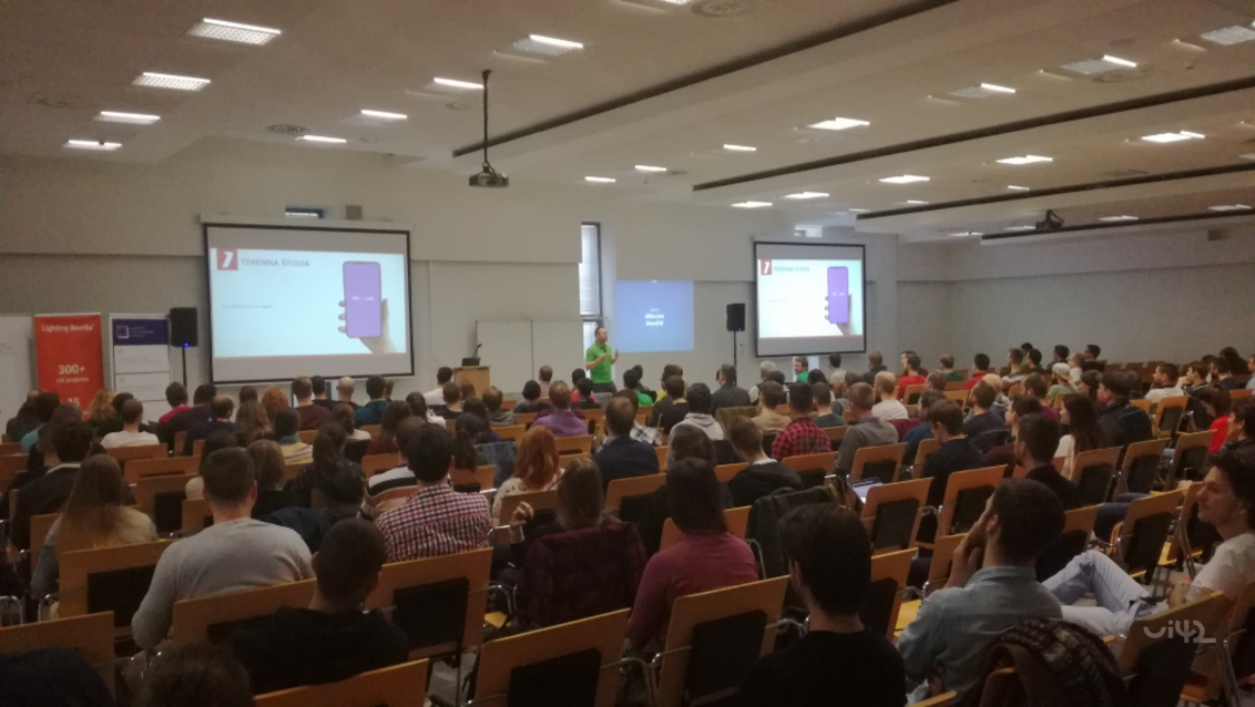 Konference WUD 2018, přednáška před publikem v posluchárně