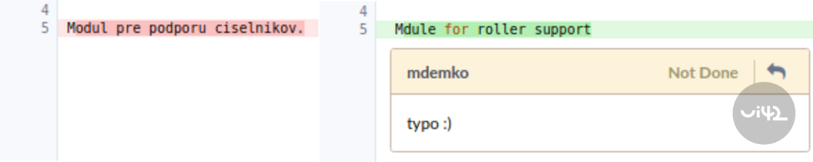 Porovnání dvou verzí kódu s komentářem o překlepu