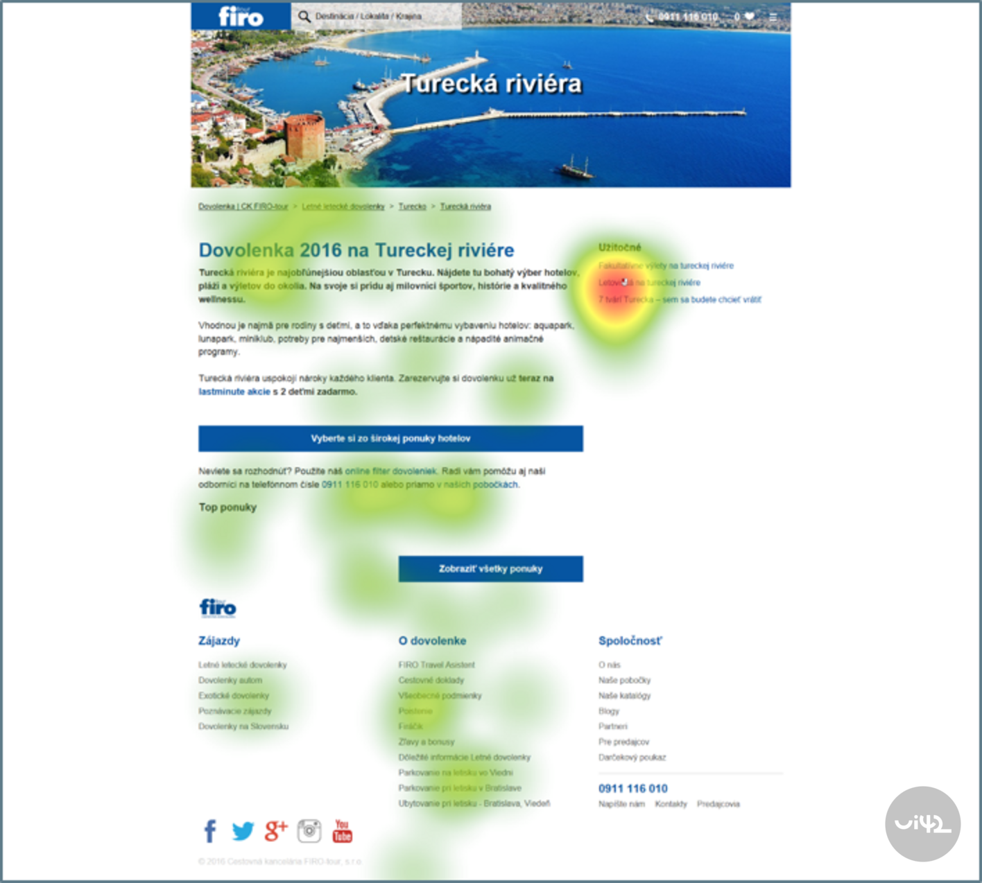 Stránka eshopu s analýzou eyetrackingu zobrazená na monitoru, zvýrazňující oblasti s největší pozorností uživatelů.