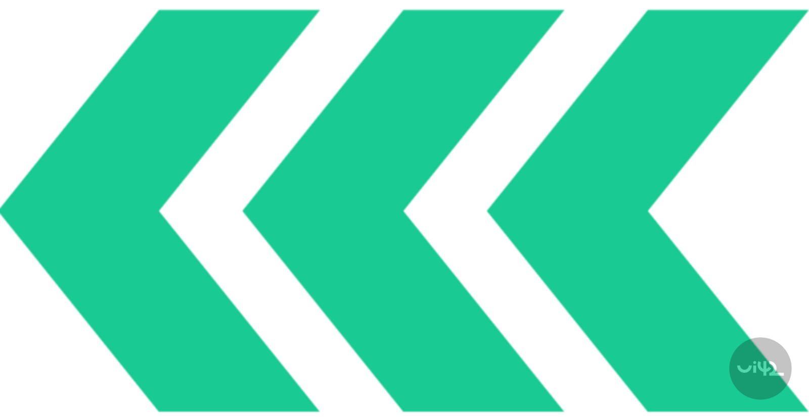 Tři zelené šipky směřující doleva