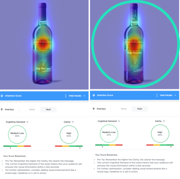 Porovnanie vizuálnej pozornosti na etikete fľaše vína s tepelnou mapou